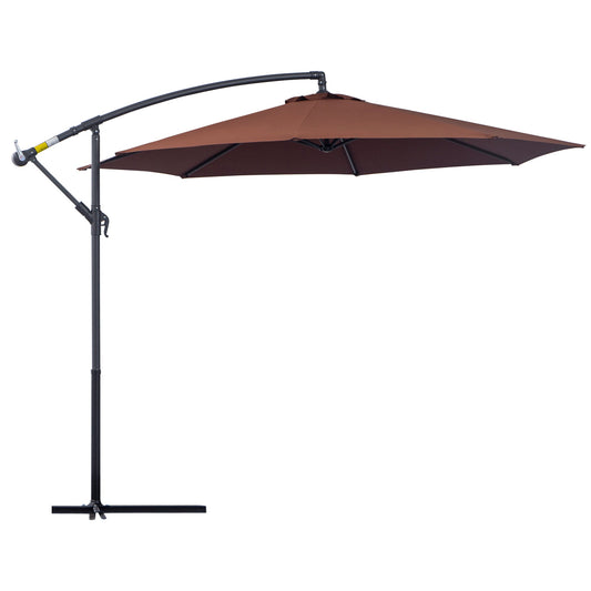 Outsunny Hanging Umbrella Parasol in Coffee