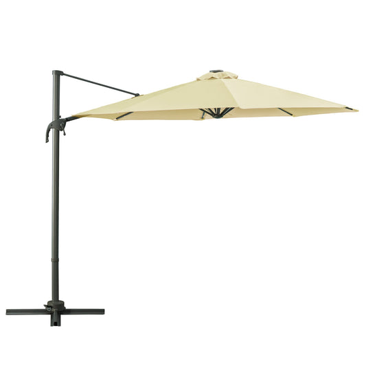Outsunny 3(m) LED Cantilever Parasol in Beige