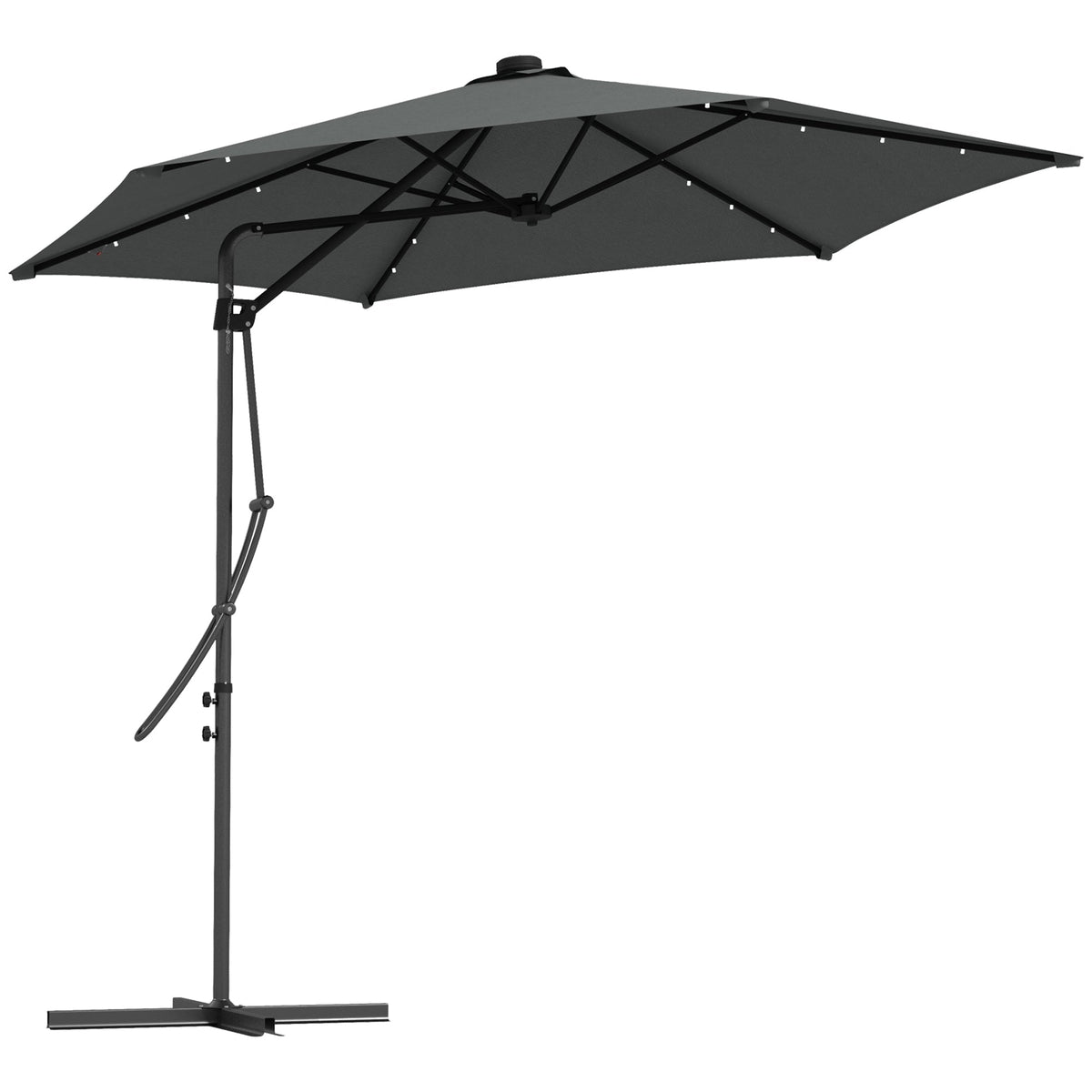 Outsunny 3(m) Solar LED Cantilever Parasol in Dark Grey