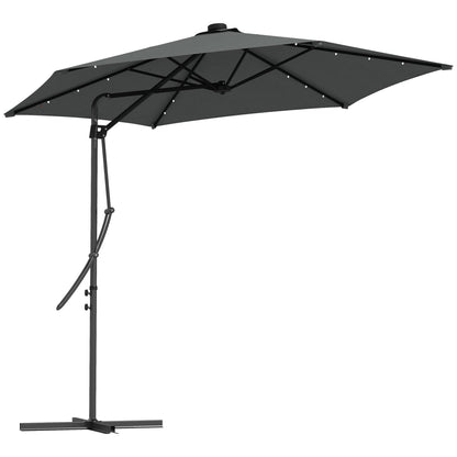 Outsunny 3(m) Solar LED Cantilever Parasol in Dark Grey