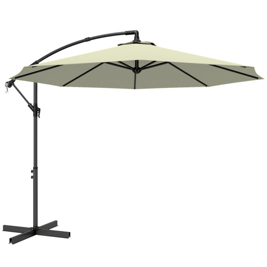Outsunny 3m Overhanging Cantilever Parasol in Beige
