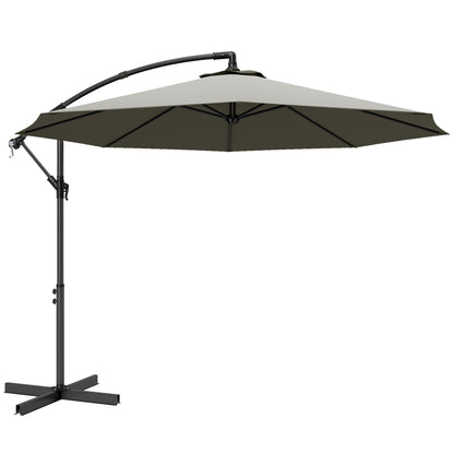 Outsunny 3m Overhanging Cantilever Parasol in Light Grey