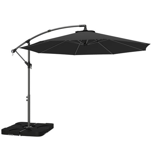 Outsunny 3m Overhanging Parasol in Black