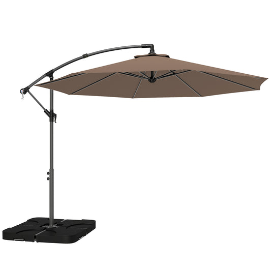 Outsunny 3m Overhanging Parasol in Coffee