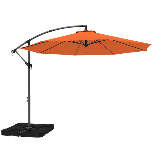 Outsunny 3m Overhanging Parasol in Orange