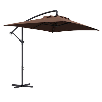 Outsunny 3m Square Canopy Cantilever Parasol in Brown