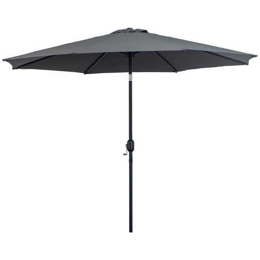 Outsunny 3(m) Tilting Parasol Garden Umbrellas in Dark Grey