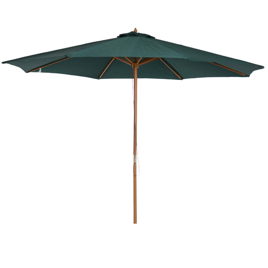 Outsunny 3(m) Wooden Patio Umbrella in Dark Green