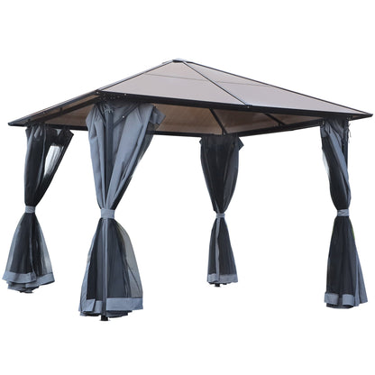 Outsunny Hardtop Metal Frame Mesh Draped Gazebo Black