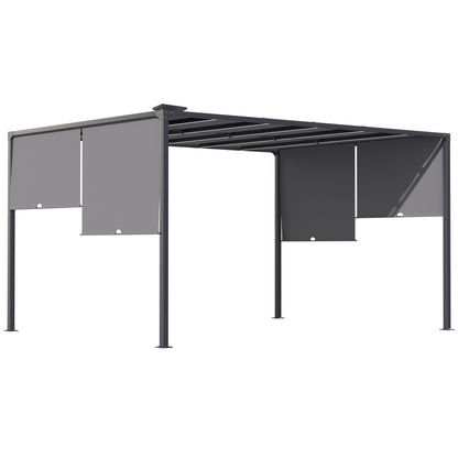 Outsunny Metal Pergola with LED Lights in Dark Grey