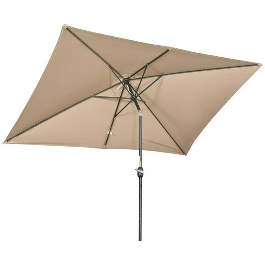 Outsunny Garden Parasol Umbrella with Aluminium Pole in Khaki