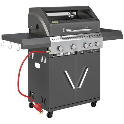 Outsunny 4+1 Burner Gas BBQ Grill in Black