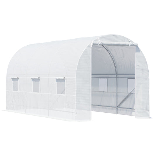 Outsunny Polytunnel Greenhouse in White