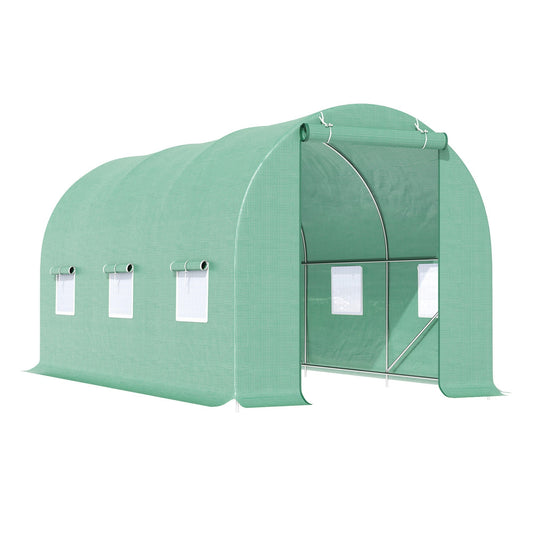 Outsunny x 2m Walk-in Tunnel Greenhouse Garden Plant Growing House in Green