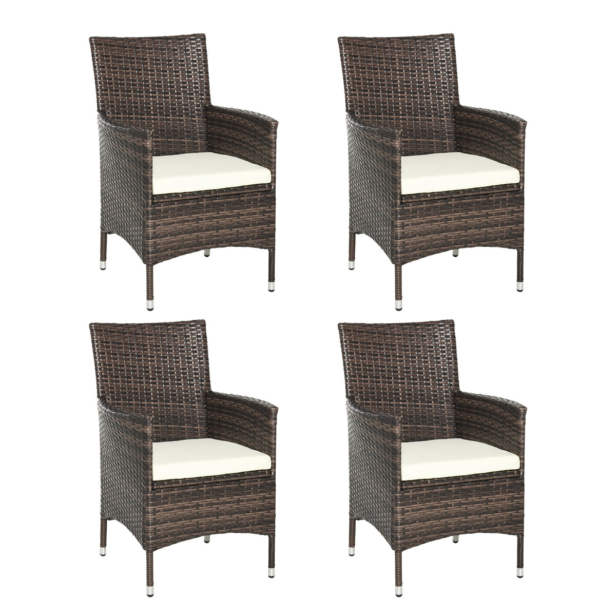 Outsunny 4 PC Rattan Chair Set in Deep Coffee