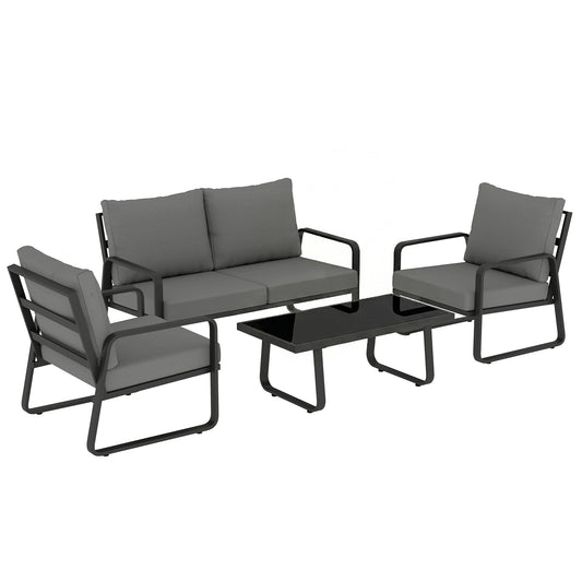 Outsunny 4 Piece Garden Furniture Set in Black