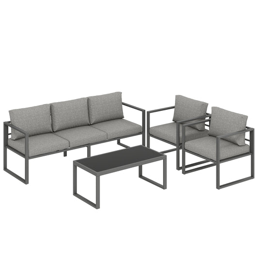 Outsunny 4 Piece Outdoor Garden Furniture Set in Dark Grey