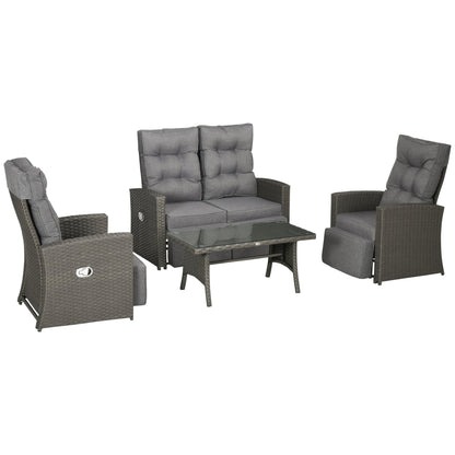 Outsunny 4 Piece Rattan Garden Furniture Set in Grey