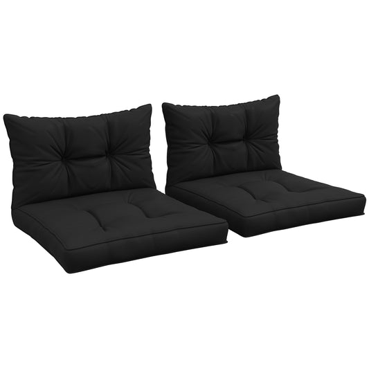 Outsunny 4-Piece Seat Cushions Back Pillows Replacement in Black