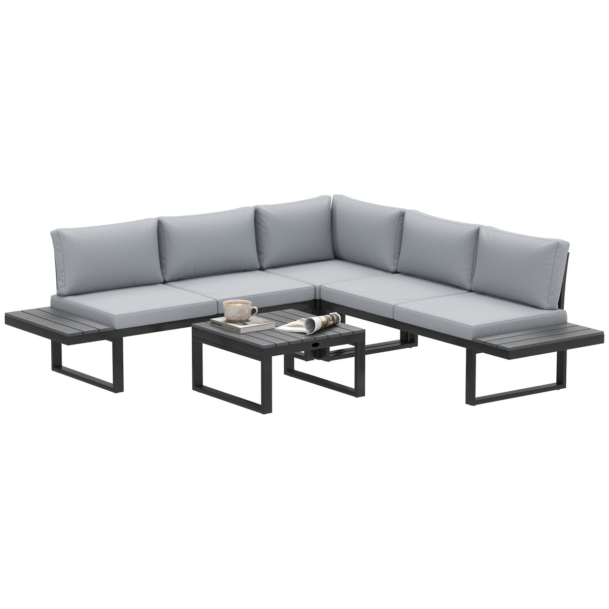 Outsunny 4 Pieces Garden Furniture Set in Black