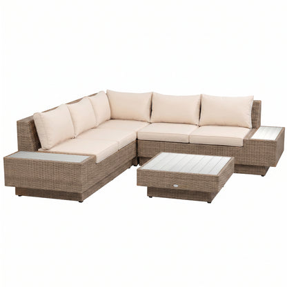 Outsunny 4 Pieces Rattan Garden Furniture Set in Beige