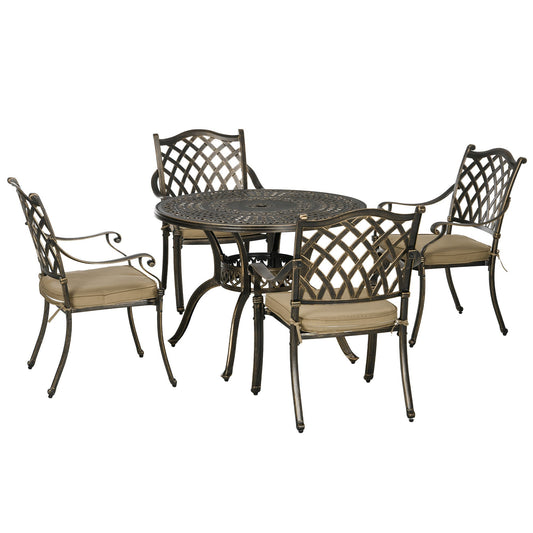Outsunny 4 Seater Outdoor Dining Set in Bronze Tone