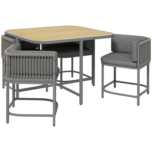 Outsunny 4-Seater Rattan Cube Garden Furniture Set with Cushions in Grey