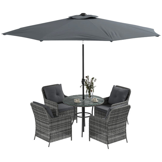 Outsunny 4 Seater Rattan Dining Set in Mixed Grey