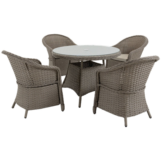 Outsunny 4 Seater Rattan Garden Furniture Set with Cushions in Mixed Grey