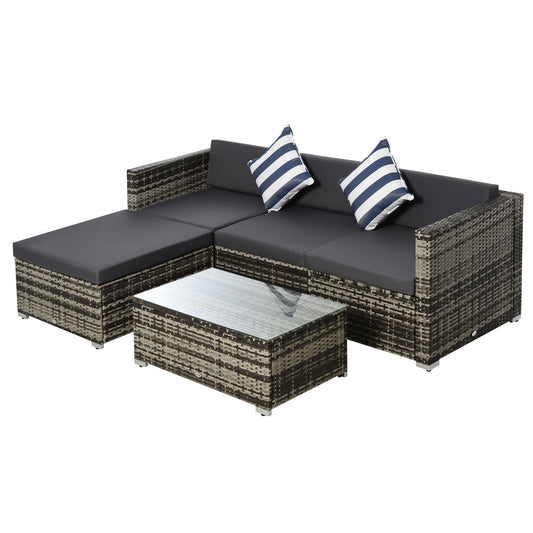 Outsunny Rattan Garden Sofa Set in Grey