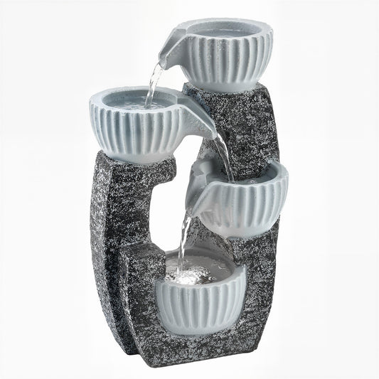 Outsunny 4-Tier Bowl Water Feature in Dark Grey