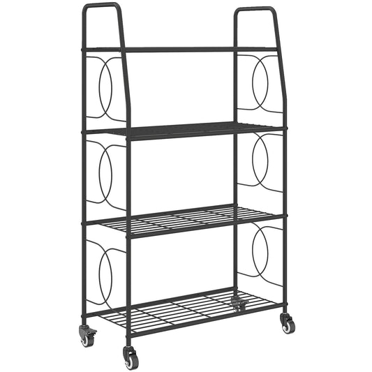 Outsunny 4-Tier Metal Plant Stand in Black