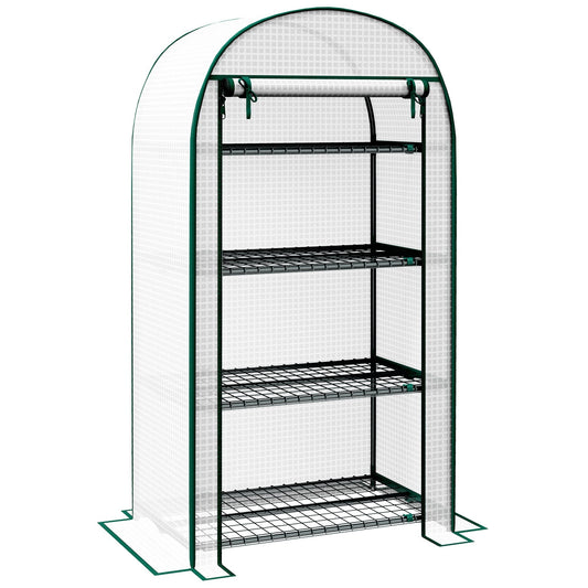 Outsunny 4 Tier Mini Greenhouse in White