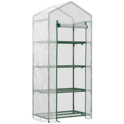 Outsunny 4 Tier Mini Greenhouse in White