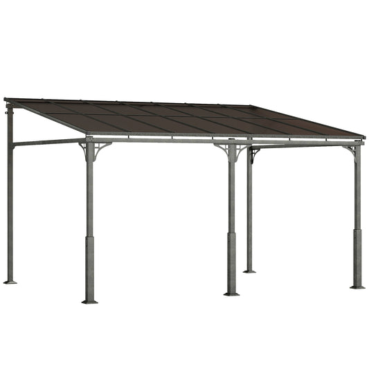 Outsunny Metal Lean-to Pergola in Brown
