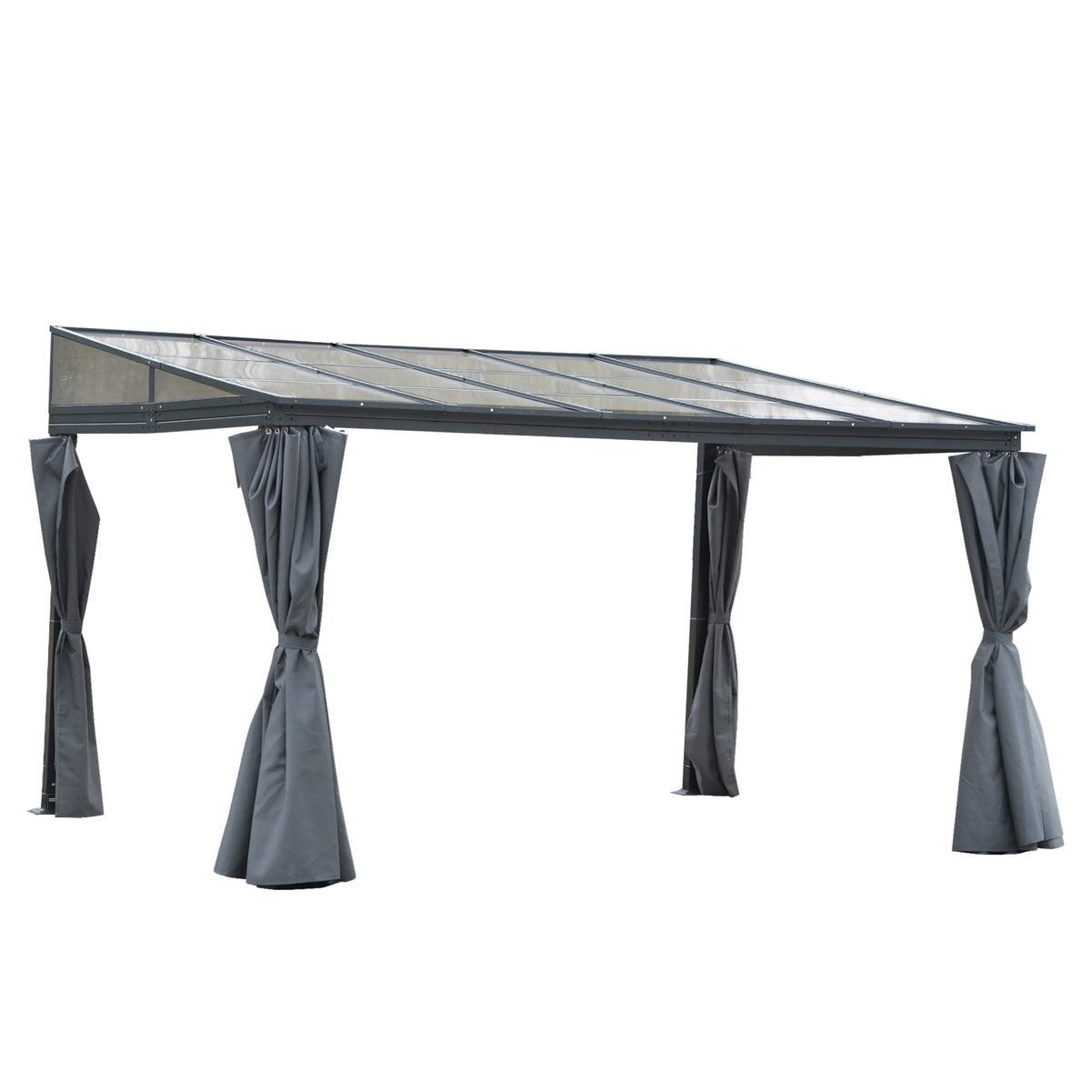 Outsunny Outdoor Hardtop Gazebo with Curtains in Grey