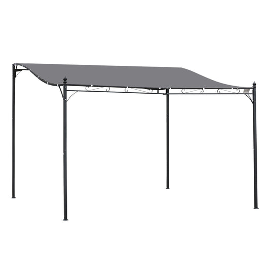 Outsunny 4 x 3 Meters Canopy Metal Wall Gazebo Awning in Grey