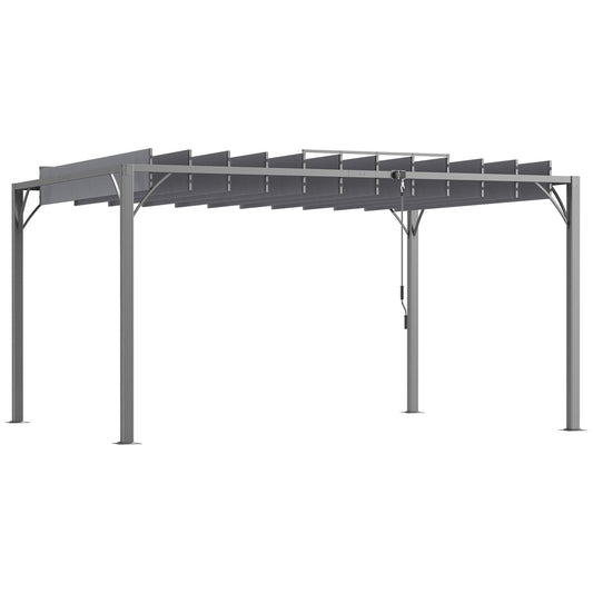 Outsunny Outdoor Pergola with Retractable Roof in Grey