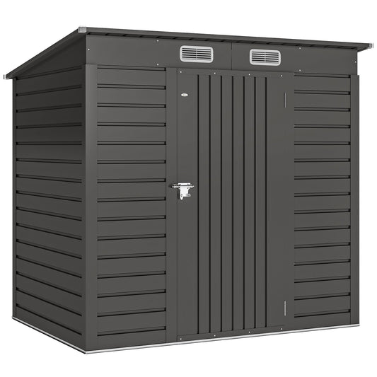 Outsunny Galvanised Metal Garden Shed in Grey