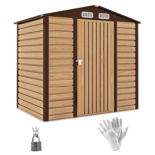 Outsunny Galvanised Steel Garden Shed in Oak