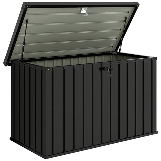 Outsunny 400L Galvanised Steel Garden Storage Box in Black