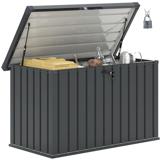 Outsunny 400L Galvanised Steel Garden Storage Box in Dark Grey