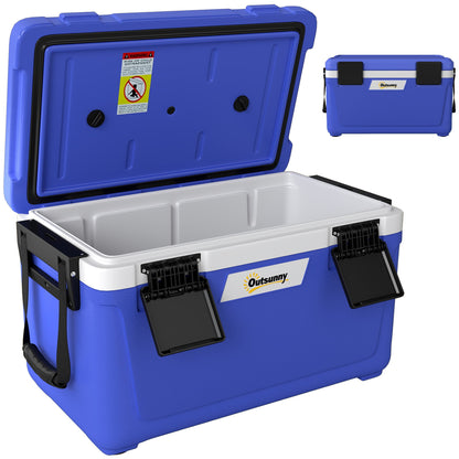 Outsunny 42.6L Insulated Cool Box, Lightweight Portable Ice Cooler with Handle, Lid and Drain Valve, Dark Blue