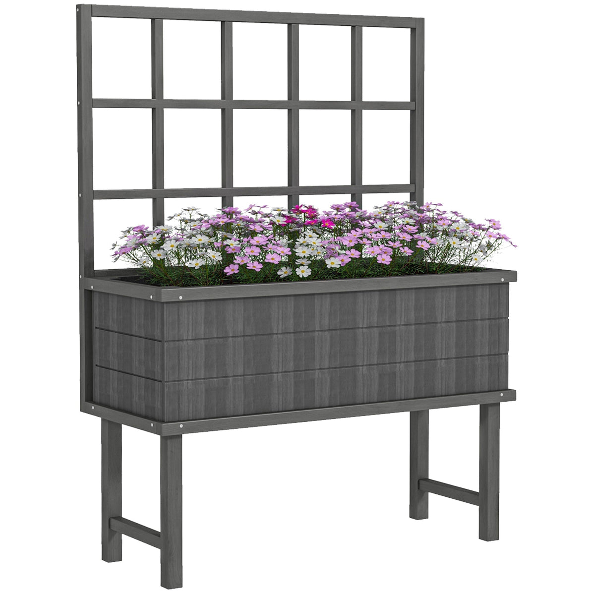 Outsunny Wooden Garden Planter in Grey