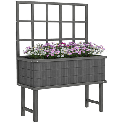 Outsunny Wooden Garden Planter in Grey