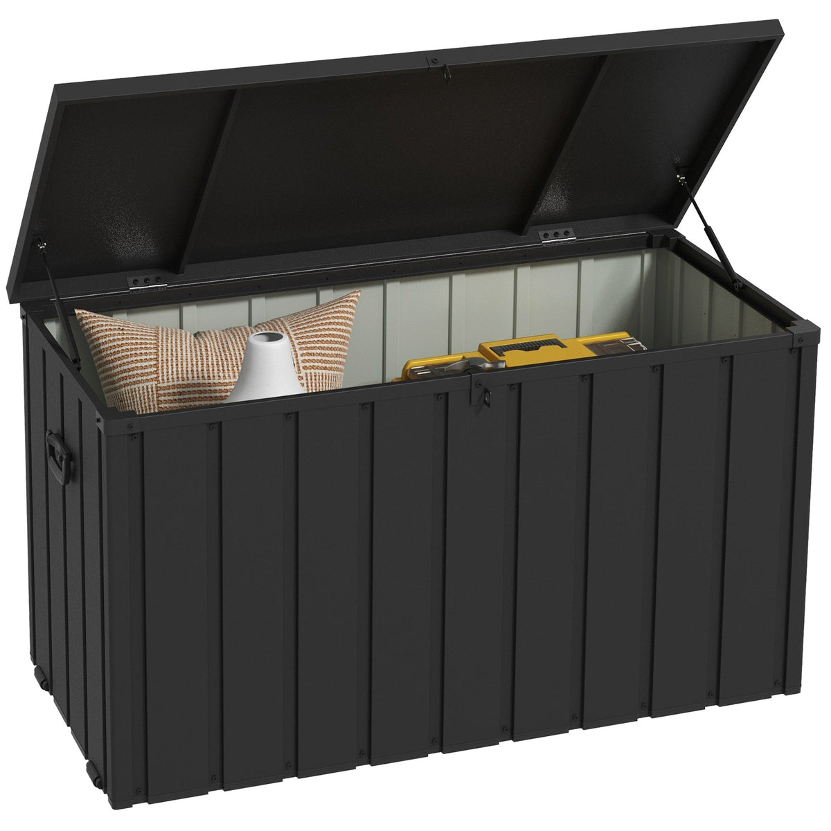 Outsunny 450L Galvanised Steel Garden Storage Box in Dark Grey