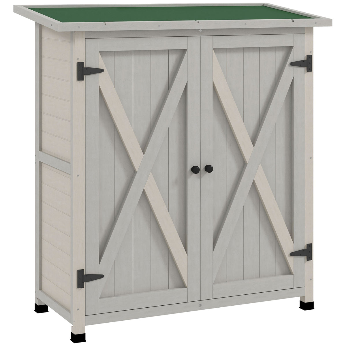 Outsunny Compact Wooden Storage Shed in Light Grey