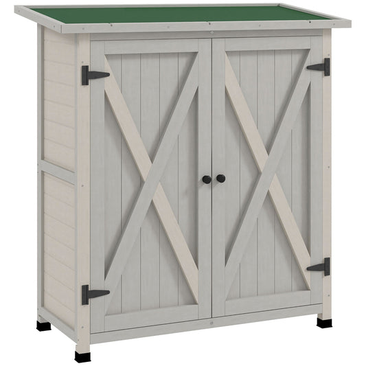 Outsunny Compact Wooden Storage Shed in Light Grey