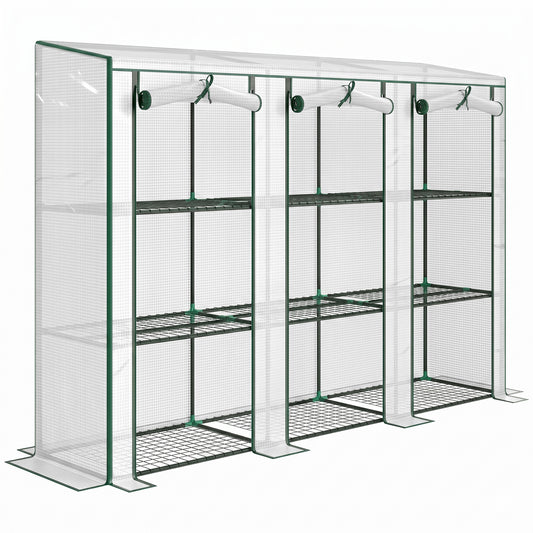Outsunny Nine-Shelf Greenhouse in White