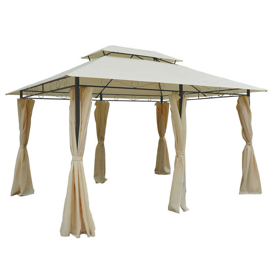 Outsunny Gazebo with Curtains in Beige
